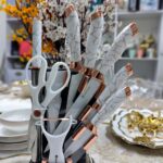 7pc White Marble Knife Set