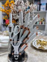 7pc White Marble Knife Set