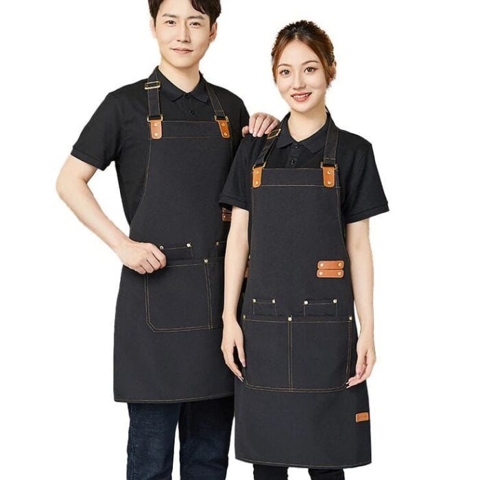 Premium Apron With Pockets And Adjustable Leather Straps