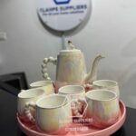 Marble Pink With Rotatable Stand Tea Set