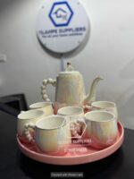 Marble Pink With Rotatable Stand Tea Set