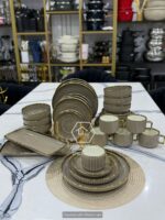 32pc Brown Porcelain Dinner Set