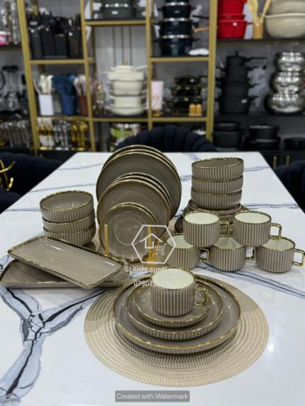 32pc Brown Porcelain Dinner Set