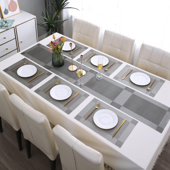 Grey PVC Placemats With Table Runner