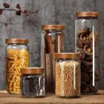 Glass Storage Jars with Acacia wood lid.
