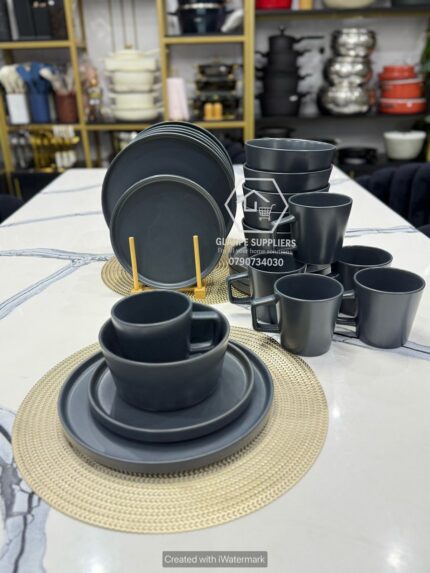 24 pcs Grey Ceramic Dinner Set