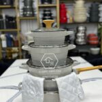 11pcs White Grey Athena NSFE Cookware Granite Set