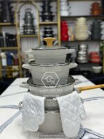11pcs White Grey Athena NSFE Cookware Granite Set
