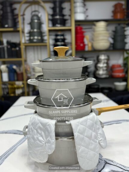 11pcs White Grey Athena NSFE Cookware Granite Set