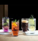 Embossed Vintage Ribbed Transparent Glass Set