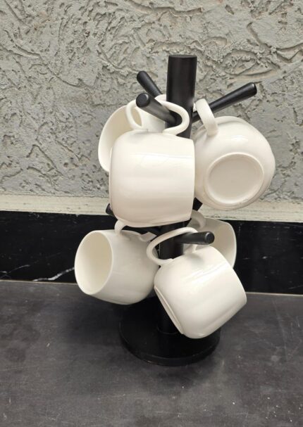 6pc Unique Cappuccino Cups with Bamboo Stand