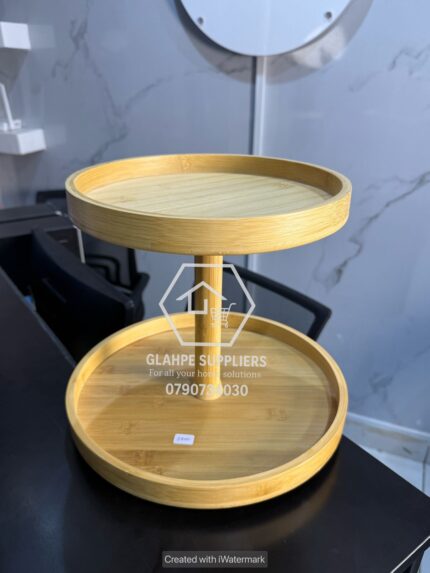Two tier bamboo lazy Susan