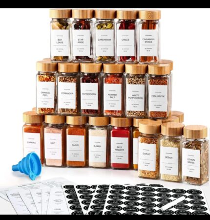 Premium 12piece glass spice jars