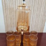 Amber Glass Beverage Dispenser Set