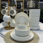 Elegant White Textured Dinner Set
