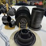 Elegant Black Textured Dinner Set