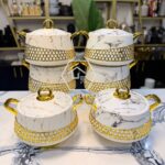 Luxurious Marble & Gold Ceramic Hotpot