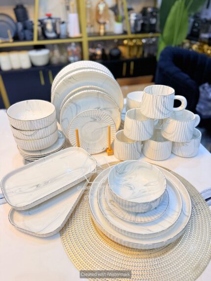 Elegant Marble Ceramic Dinner Set