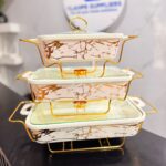 Ceramic chaffing dish set