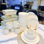 24pcs white Vintage Dinner Set with 3pcs chaffing dishes combo