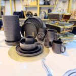 24pcs black vintage dinner set with 3pcs chaffing dishes