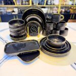 Elegant 32pc Black & Gold Dinner Set