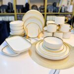 Elegant 32pcs White & Gold Dinner Set