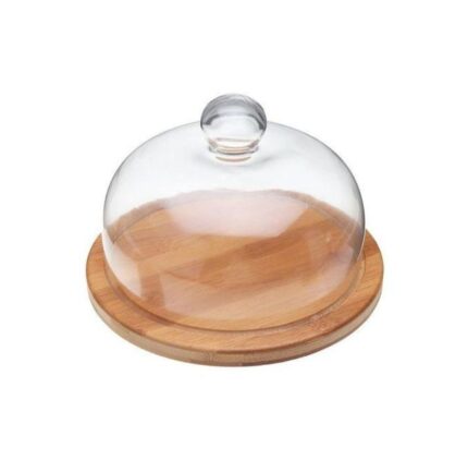 Glass Cake cover with Wooden Base