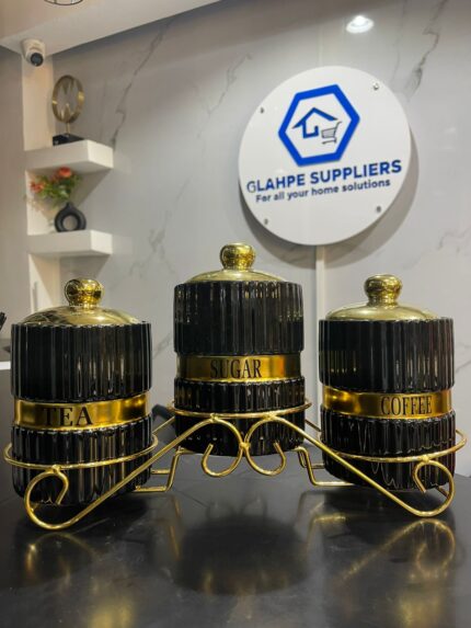 Elegant 3-Piece Tea, Sugar & Coffee Canister Set