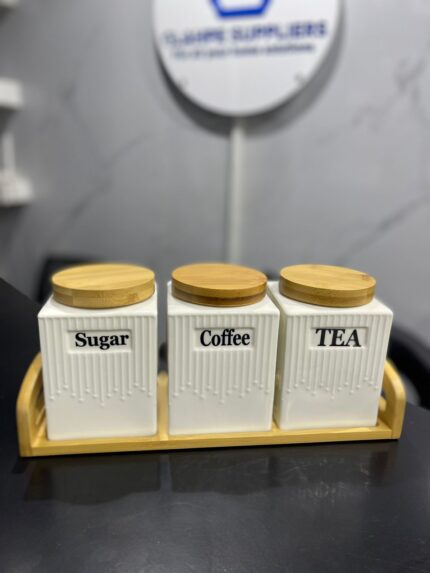 Ceramic Tea, Coffee & Sugar Canister Set