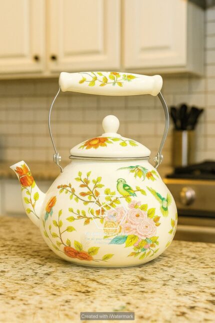 Vintage Floral Enamel 2.5ltrs kettle