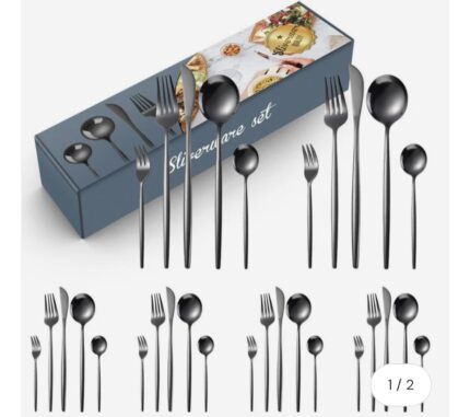 30-Piece Black Cutlery Set