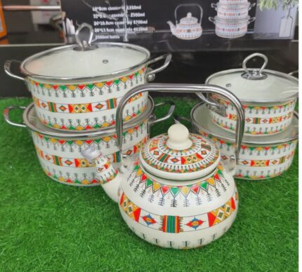 Enamel Cookware Set with Kettle