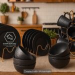 24 Pieces Flat design vintage dinner set