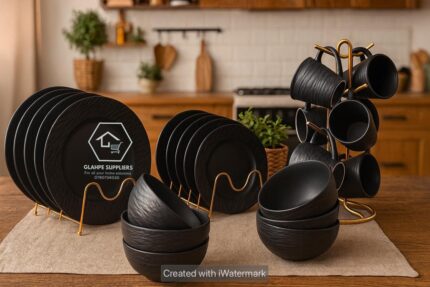 24 Pieces Flat design vintage dinner set