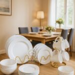 24 pieces flat design vintage dinner set