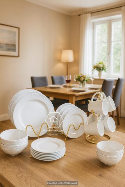 24 pieces flat design vintage dinner set
