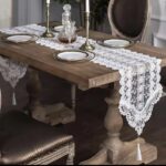Modern white lace table runner