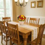 Rustic table runner with lace design