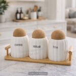 Ceramic cannister set with Ball cork