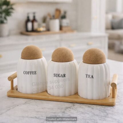 Ceramic cannister set with Ball cork
