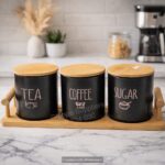 Tea, sugar and coffee cannister set