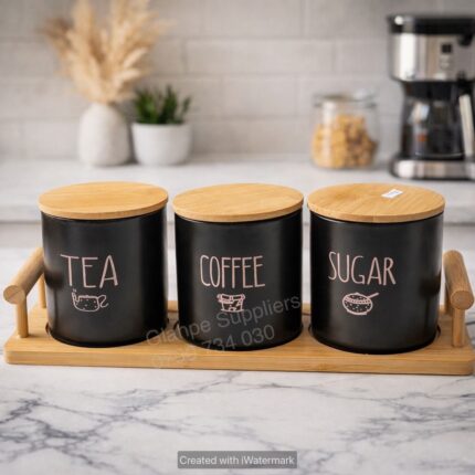 Tea, sugar and coffee cannister set