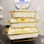 chaffing dishes vintage white