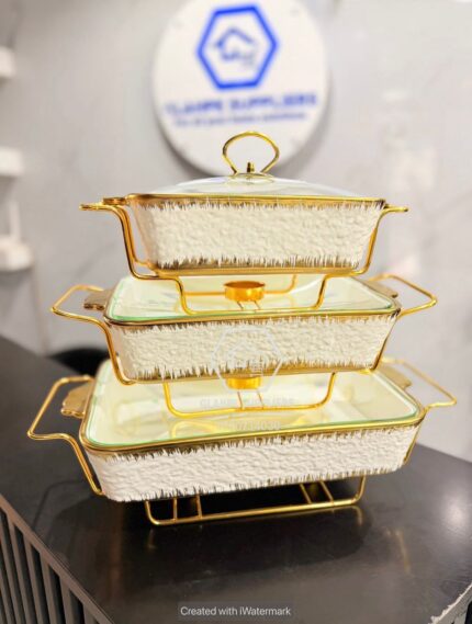 chaffing dishes vintage white