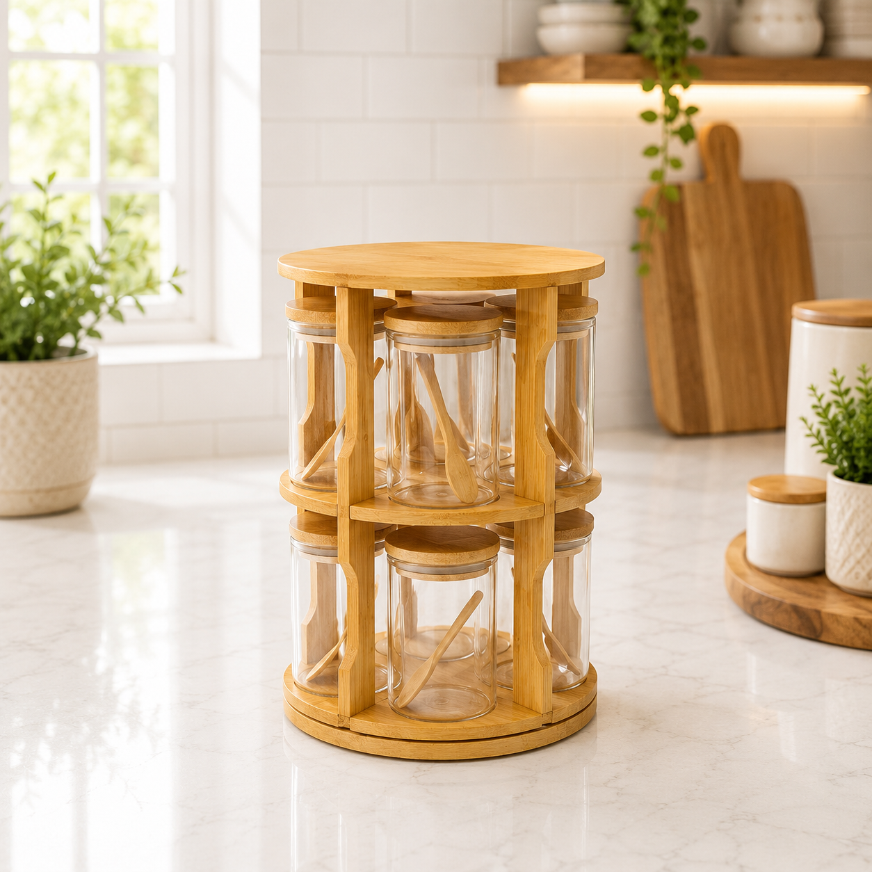0E90E2A9-84B9-40EB-A0D1-FF86F092FF5D Spice Jars with rotatable stand - Image 1