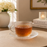 Clear Glass tea cups and saucers (6cups&6saucers) - Image 2