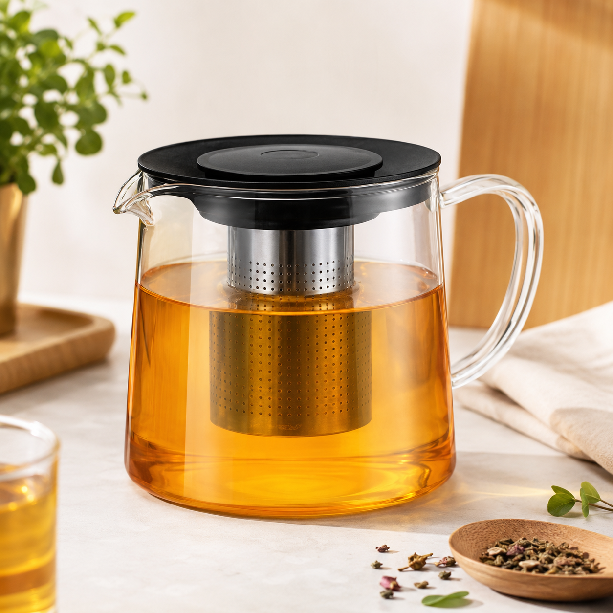 10AE4702-7BEC-4141-8ED4-75F0F5B7C57C Glass tea pot with infuser - Image 1