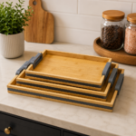 Rectangular bamboo trays