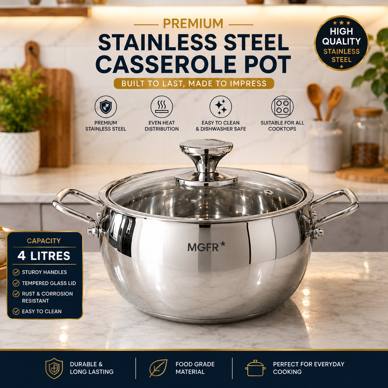 66E8A14A-128B-4655-869D-579888A5951A Single stainless steel pot - Image 1